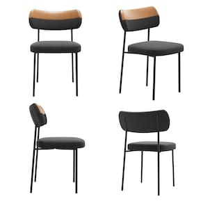 Cadeiras De Jantar Base Ferro Nile Kit 4 Pu Caramelo/linho Grafite A08 - D`rossi