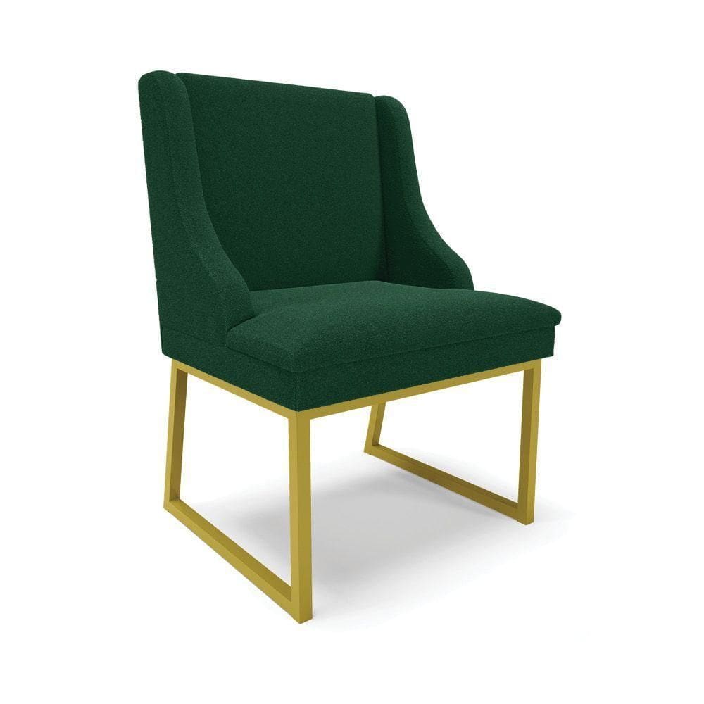 Cadeira Sala De Jantar Industrial Dourado Liz Bouclê Verde D03 - D`rossi