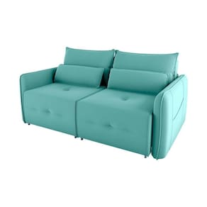Sofá Cama 2 Lugares Com Almofadas 205cm Celine Matrix Veludo Verde Menta