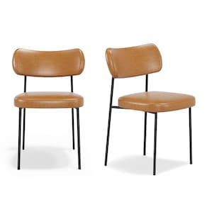 Cadeiras De Jantar Base Ferro Nile Kit 2 Sintético Pu A08 - D`rossi Cor Caramelo