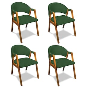 Cadeira Sala De Jantar Em Madeira Kit 4 Yara Suede Verde D03 - D`rossi