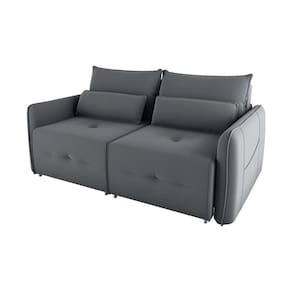 Sofá Cama 2 Lugares Com Almofadas 205cm Celine Matrix Veludo Cinza