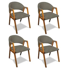 Cadeira Sala De Jantar Em Madeira Kit 4 Yara Suede Grafite D03 - D`rossi
