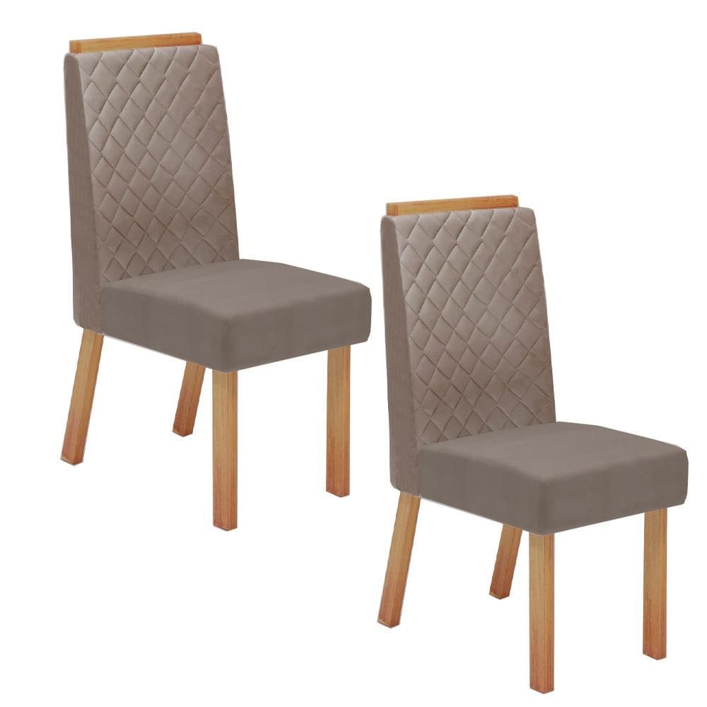 Conjunto 2 Cadeiras Estofadas Para Mesa de Jantar Naturale Olimpic Bom Pastor