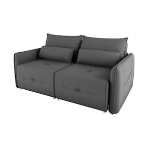 Sofá Cama 2 Lugares Com Almofadas 205cm Celine Matrix Suede Cinza
