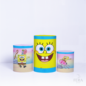 Trio de Capa Cilindro para Festa Infantil Veste Fácil C/elástico Bob Esponja