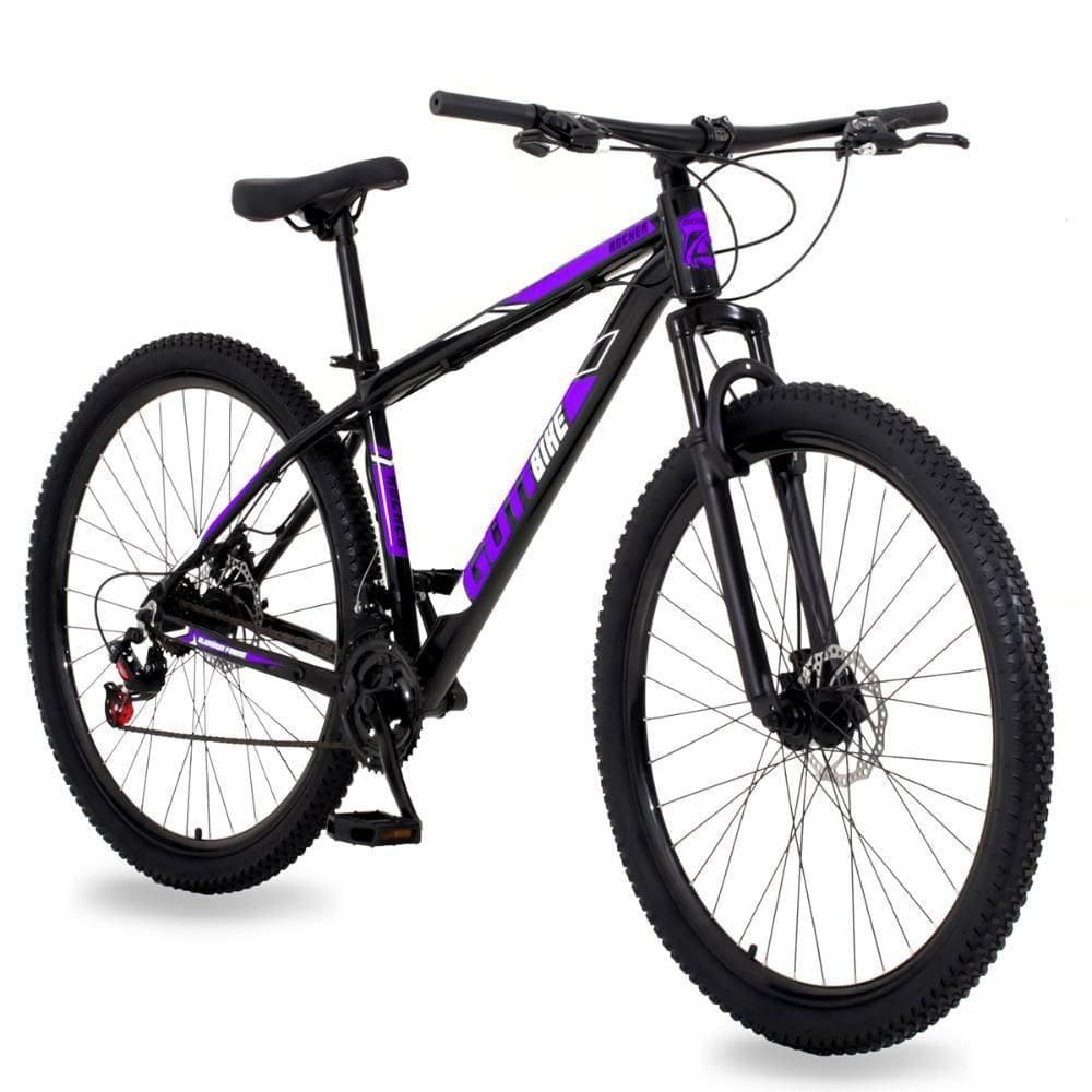 Bicicleta Aro 29 Gott 21 Marcha Câmbio Shimano Freio A Disco 19 Preto Roxo
