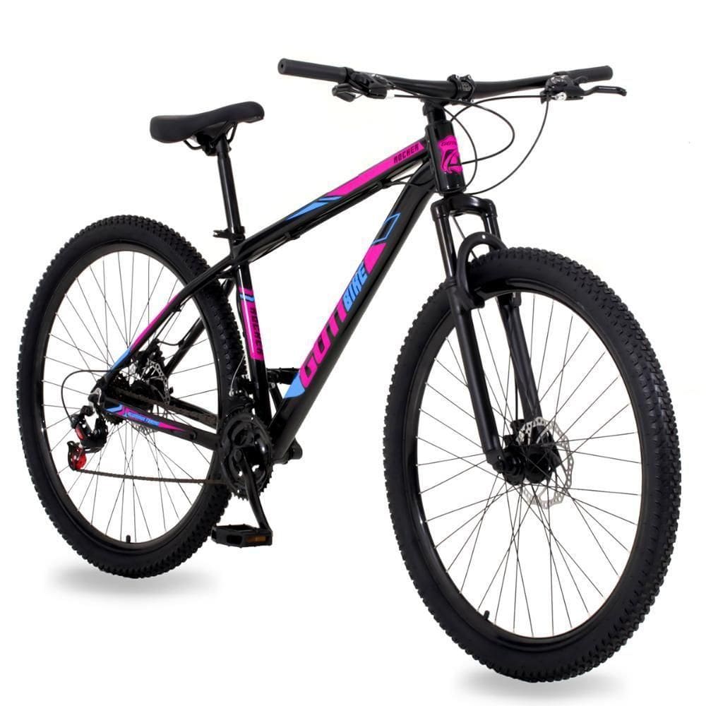 Bicicleta Aro 29 Gott 21 Marcha Câmbio Shimano Freio A Disco 15.5 Preto Rosa Azul