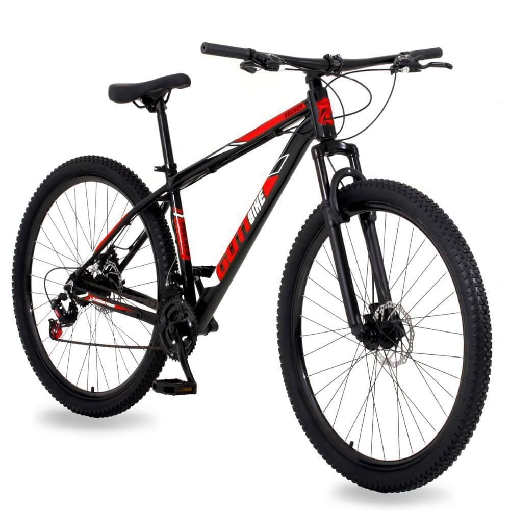 Bicicleta Aro 29 Gott 21 Marcha Câmbio Shimano Freio A Disco 15.5 Preto Vermelho