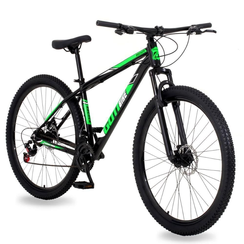 Bicicleta Aro 29 Alumínio Gott Rocker Freios A Disco Suspensão 21v 19 Preto Verde