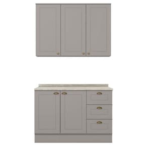 Armario Aereo e Balcao 120 Cm Ce169 Americana Cinza Calcare Henn