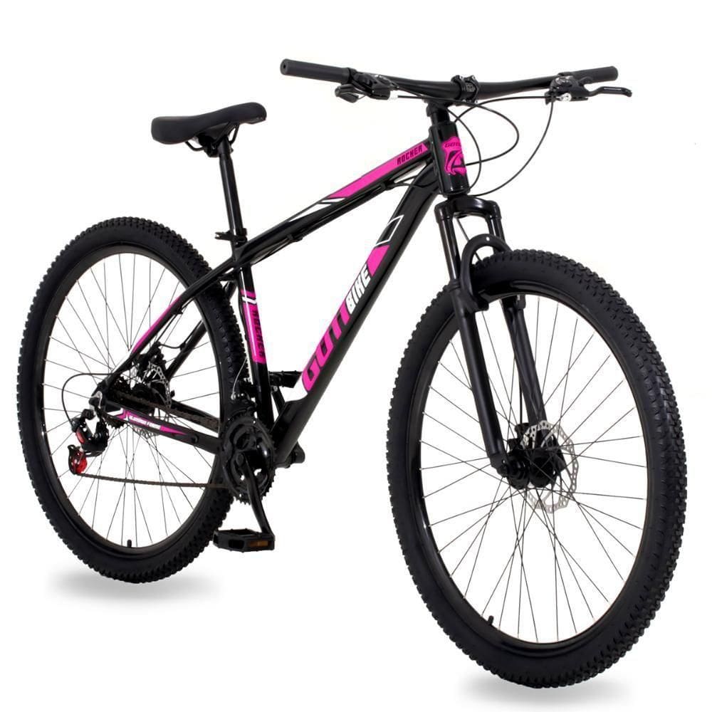 Bicicleta Aro 29 Gott 24 Marcha Câmbio Shimano Freio A Disco 21 Preto Rosa