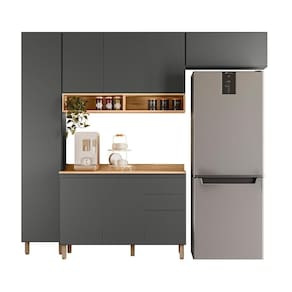 Cozinha Modulada Acácia Touch 4 Peças Chumbo-freijó - Nicioli Chumbo