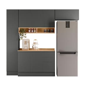 Cozinha Modulada Acácia Touch 4 Peças Chumbo-freijó Com Rodapés - Nicioli Chumbo