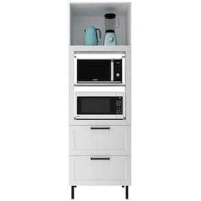 Torre Quente 1 Porta 2 Gavetas 222x70 Cm Mdf Cz3306 Branco Tecno Mobili