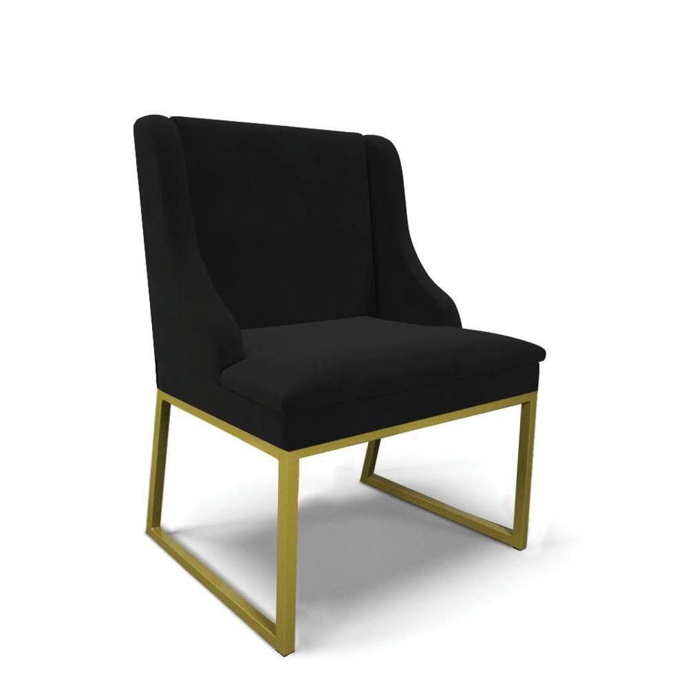 Cadeira Sala De Jantar Industrial Dourado Liz Veludo Preto D03 - D`rossi