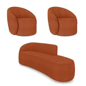 Sofá 4 Lugares Orgânico 220cm Morgan E 2 Poltronas Lua Bouclê Terracota D03 - D`rossi