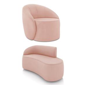 Sofá 2 Lugares Orgânico 140cm Morgan E Poltrona Lua Veludo Rose D03 - D`rossi