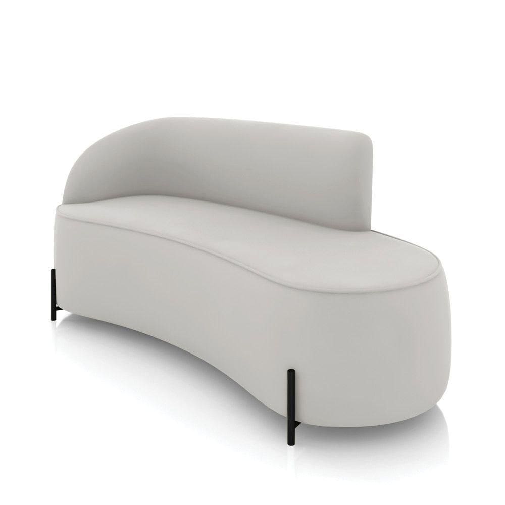 Sofá 3 Lugares Orgânico 180cm Pé Ferro Preto Morgan Veludo Cinza D03 - D`rossi