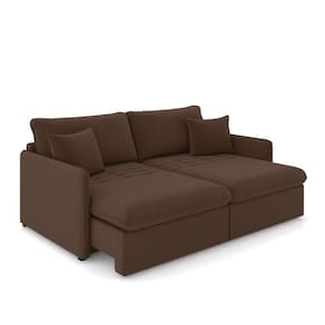Sofá Retrátil Reclinável 3 Lugares 194cm Maili Veludo Marrom K01 - D`rossi