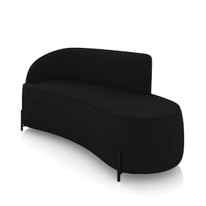 Sofá 3 Lugares Orgânico 180cm Pé Ferro Preto Morgan Veludo Preto D03 - D`rossi