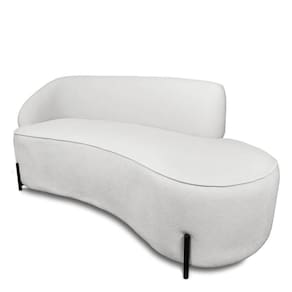 Sofá 4 Lugares Orgânico 220cm Pé Ferro Preto Morgan Bouclê Cinza D03 - D`rossi