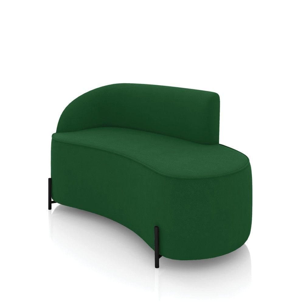 Sofá 2 Lugares Orgânico 140cm Pé Ferro Preto Morgan Suede Verde D03 - D`rossi