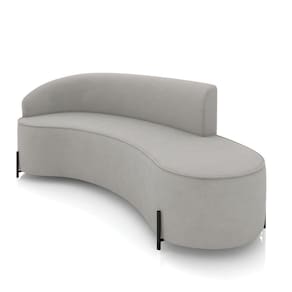 Sofá 4 Lugares Orgânico 220cm Pé Ferro Preto Morgan Suede Cinza D03 - D`rossi