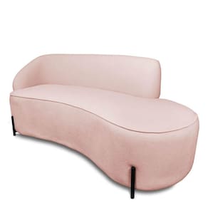 Sofá 4 Lugares Orgânico 220cm Pé Ferro Preto Morgan Bouclê Rosê D03 - D`rossi