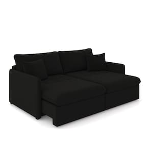 Sofá Retrátil Reclinável 3 Lugares 194cm Maili Veludo Preto K01 - D`rossi