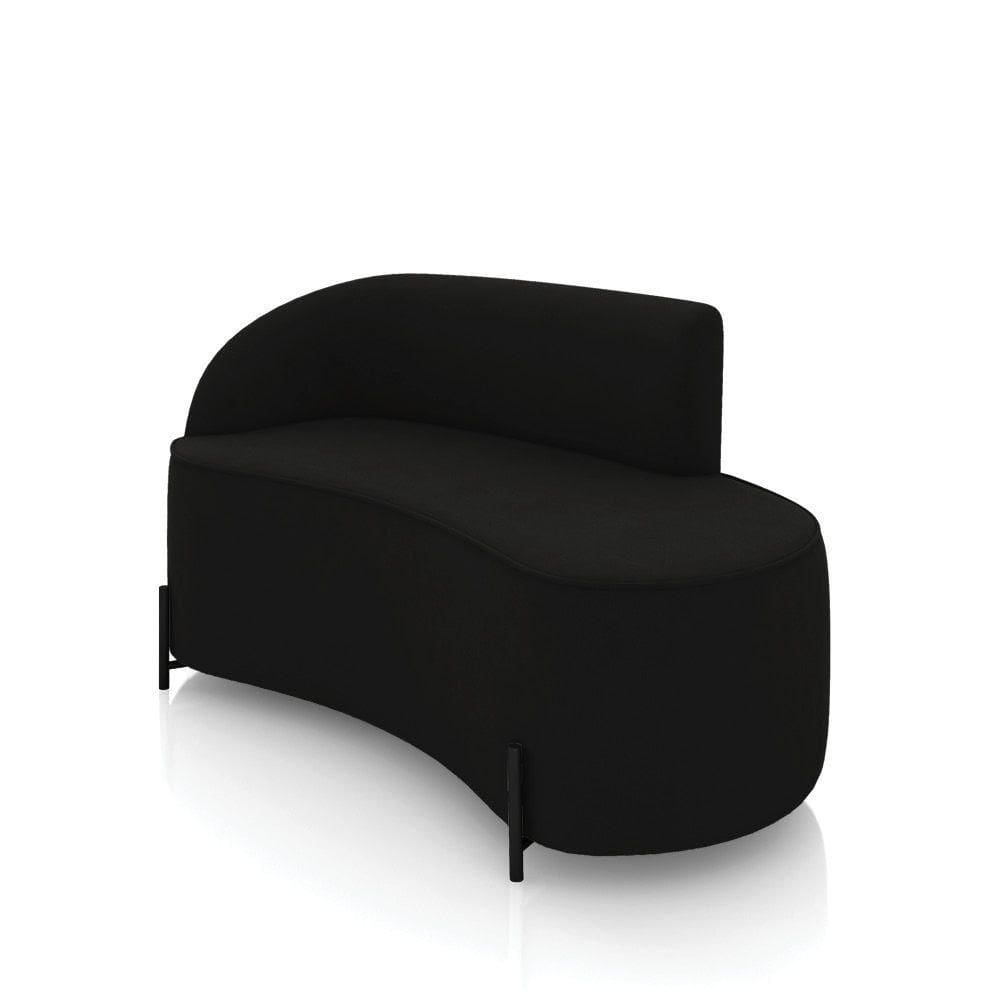Sofá 2 Lugares Orgânico 140cm Pé Ferro Preto Morgan Suede Preto D03 - D`rossi