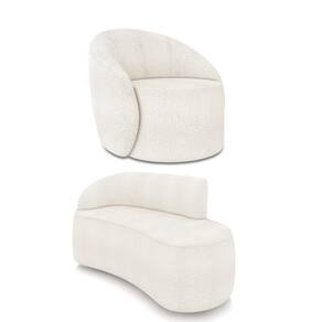 Sofá 2 Lugares Orgânico 140cm Morgan E Poltrona Lua Bouclê Off White D03 - D`rossi
