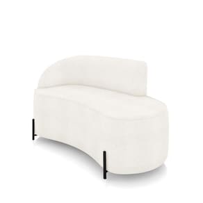 Sofá 2 Lugares Orgânico 140cm Pé Ferro Preto Morgan Bouclê Off White D03 - D`rossi