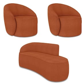 Sofá 3 Lugares Orgânico 180cm Morgan E 2 Poltronas Lua Bouclê Terracota D03 - D`rossi