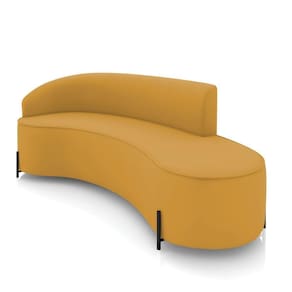 Sofá 4 Lugares Orgânico 220cm Pé Ferro Preto Morgan Veludo Mostarda D03 - D`rossi