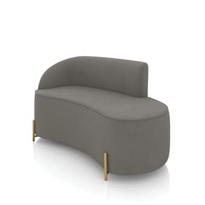 Sofá 2 Lugares Orgânico 140cm Pé Dourado Morgan Suede Grafite D03 - D`rossi