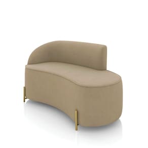 Sofá 2 Lugares Orgânico 140cm Pé Dourado Morgan Suede Marrom R D03 - D`rossi