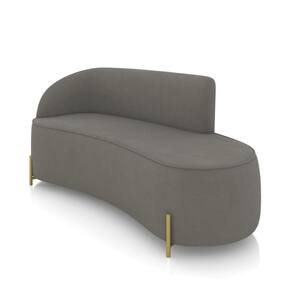 Sofá 3 Lugares Orgânico 180cm Pé Dourado Morgan Suede Grafite D03 - D`rossi
