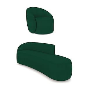 Sofá 4 Lugares Orgânico 220cm Morgan E Poltrona Lua Bouclê Verde D03 - D`rossi