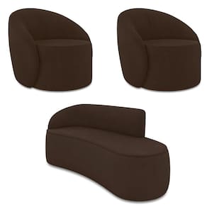 Sofá 3 Lugares Orgânico 180cm Morgan E 2 Poltronas Lua Suede Marrom D03 - D`rossi
