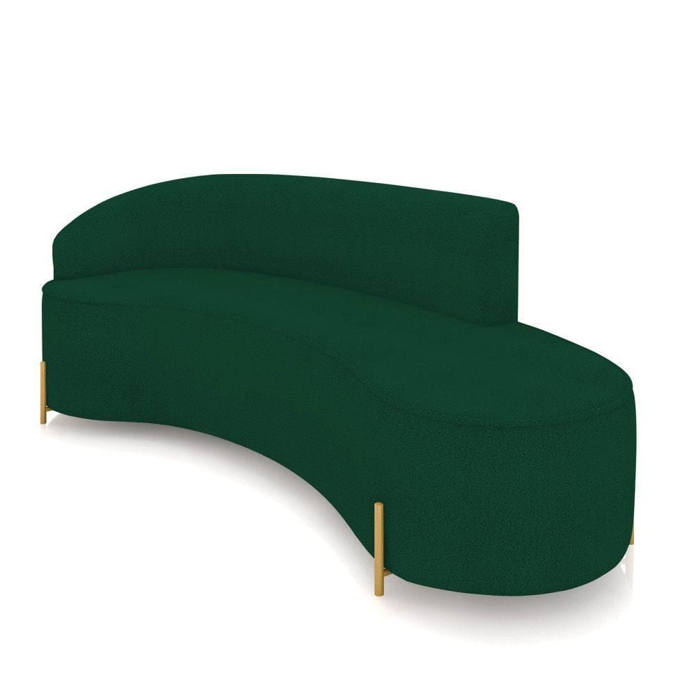 Sofá 4 Lugares Orgânico 220cm Pé Dourado Morgan Bouclê Verde D03 - D`rossi