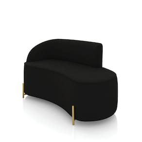Sofá 2 Lugares Orgânico 140cm Pé Dourado Morgan Suede Preto D03 - D`rossi