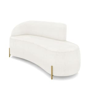 Sofá 3 Lugares Orgânico 180cm Pé Dourado Morgan Bouclê Off White D03 - D`rossi
