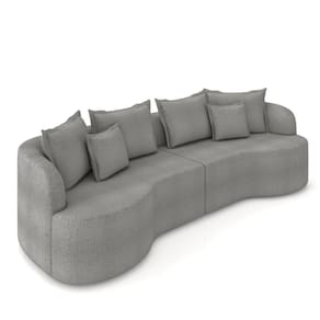 Sofá 4 Lugares Orgânico Living 250cm Mersa Bouclê Cinza K01 - D`rossi