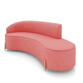 Sofá 4 Lugares Orgânico 220cm Pé Dourado Morgan Suede Rosê D03 - D`rossi