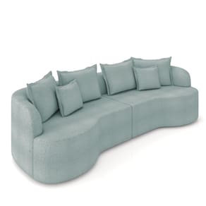 Sofá 4 Lugares Orgânico Living 250cm Mersa Bouclê Azul K01 - D`rossi