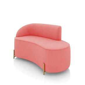 Sofá 2 Lugares Orgânico 140cm Pé Dourado Morgan Suede Rosê D03 - D`rossi