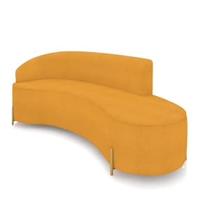 Sofá 4 Lugares Orgânico 220cm Pé Dourado Morgan Bouclê Mostarda D03 - D`rossi