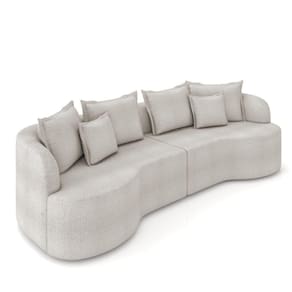 Sofá 5 Lugares Orgânico Living 290cm Mersa Bouclê Cinza Claro K01 - D`rossi