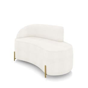 Sofá 2 Lugares Orgânico 140cm Pé Dourado Morgan Bouclê Off White D03 - D`rossi